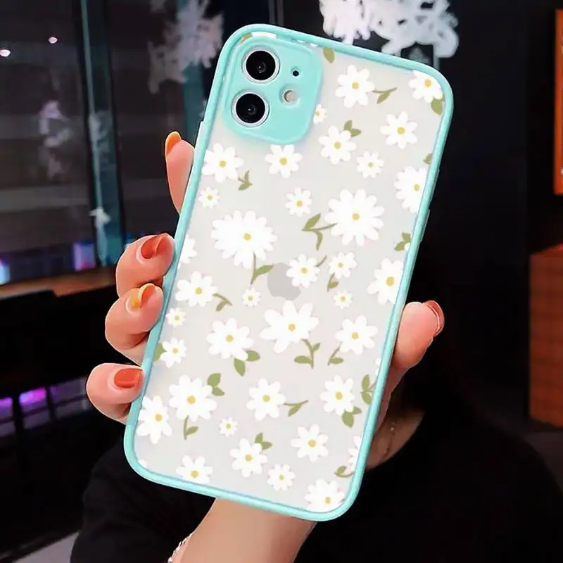 

Daisy Flower Phone Cases matte transparent For blue iPhone 7 8 x xs xr 11 12 pro plus max mini Clear Funda