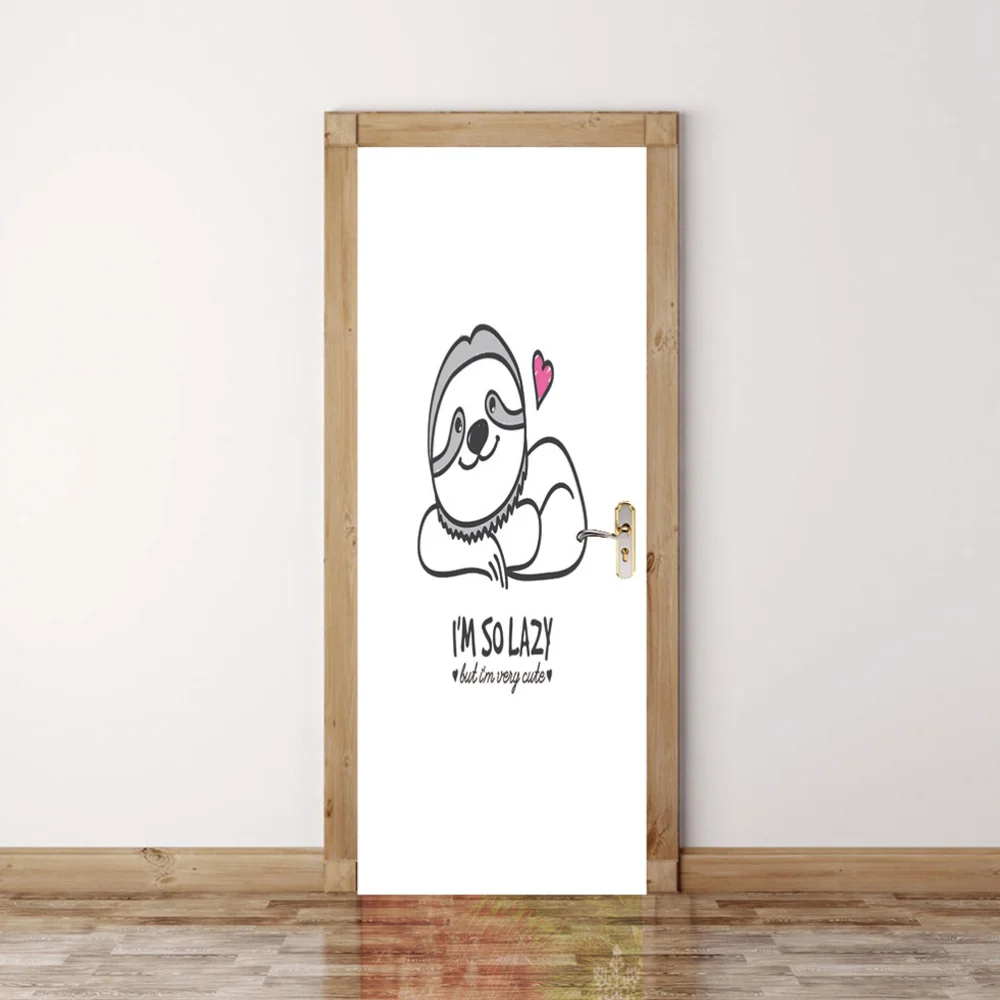 

1 Pair Creative Cartoon Door Stickers Durable Self-adhesive Door Decal for Home