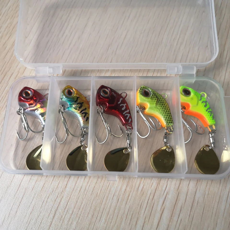 

5PCS Rotating Metal VIB vibration Bait Spinner Spoon Fishing Lures 22g Jigs Trout Winter Ice Fishing Hard Baits Tackle Pesca