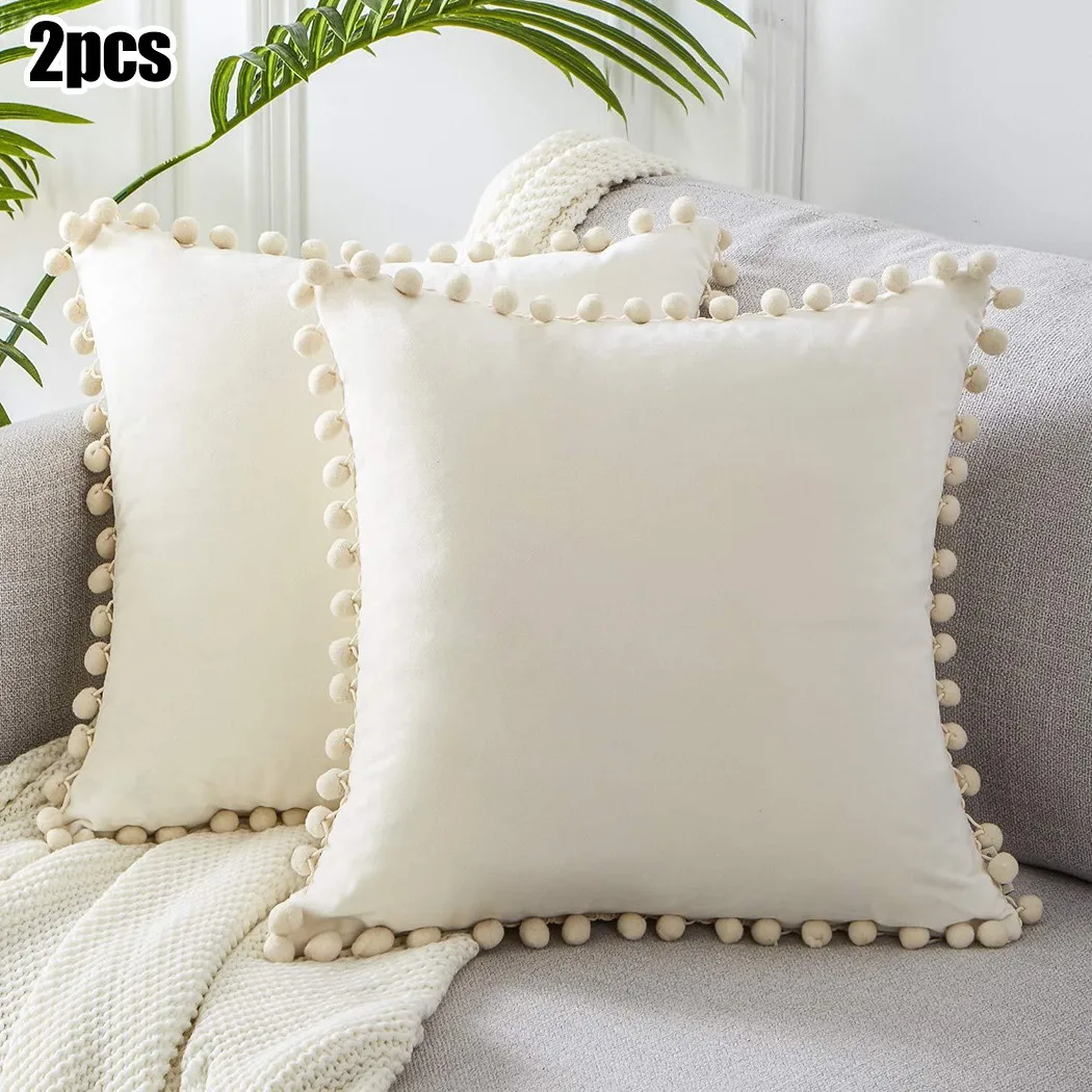 

2 Pcs 45 X 45cm Velvet Throw Pillow Covers Soft Particles Solid Cushion Covers Couch Bedroom Pillow Case Pillowcase Home Decor