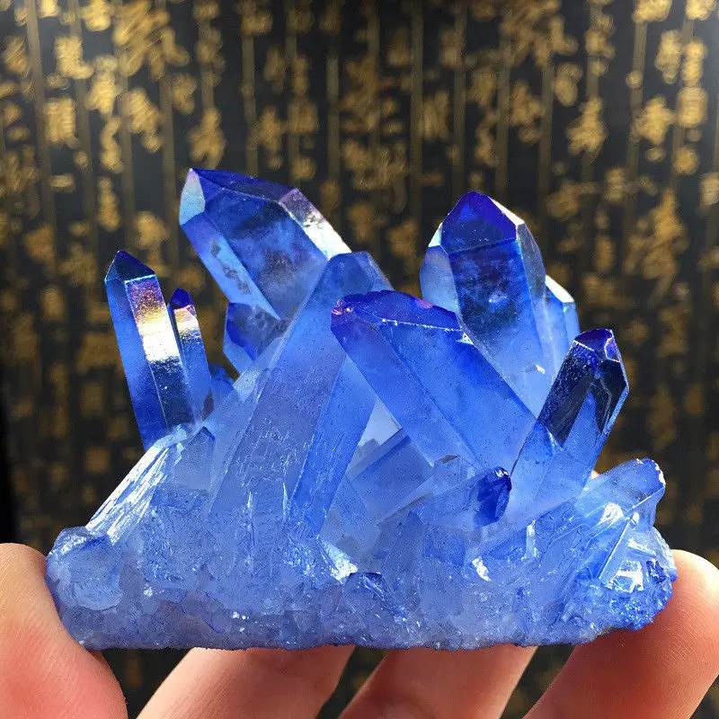 blue Кристалл кластера образец синий фиолетовый розовый желтый Ангел Аура цветок натуральный гальванический драгоценный камень кварц кластер Исцеление - Цвет: blue