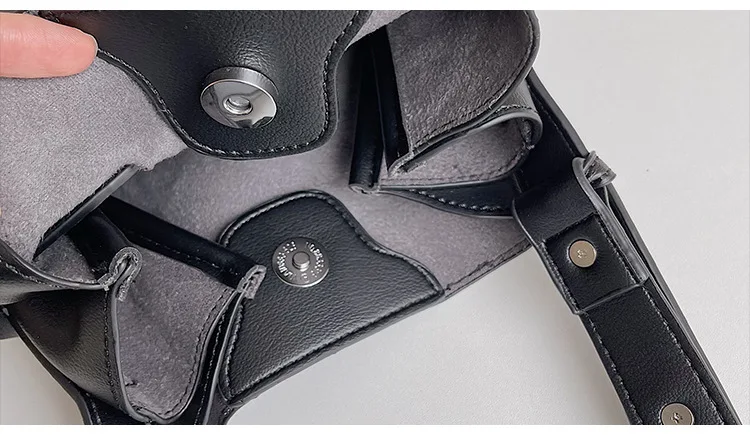 

PU Leather Bucket Bags for Women 2021 Small Shoulder Messenger Bag Lady Fashion Handbags Luxury Totes Designer Bags Black