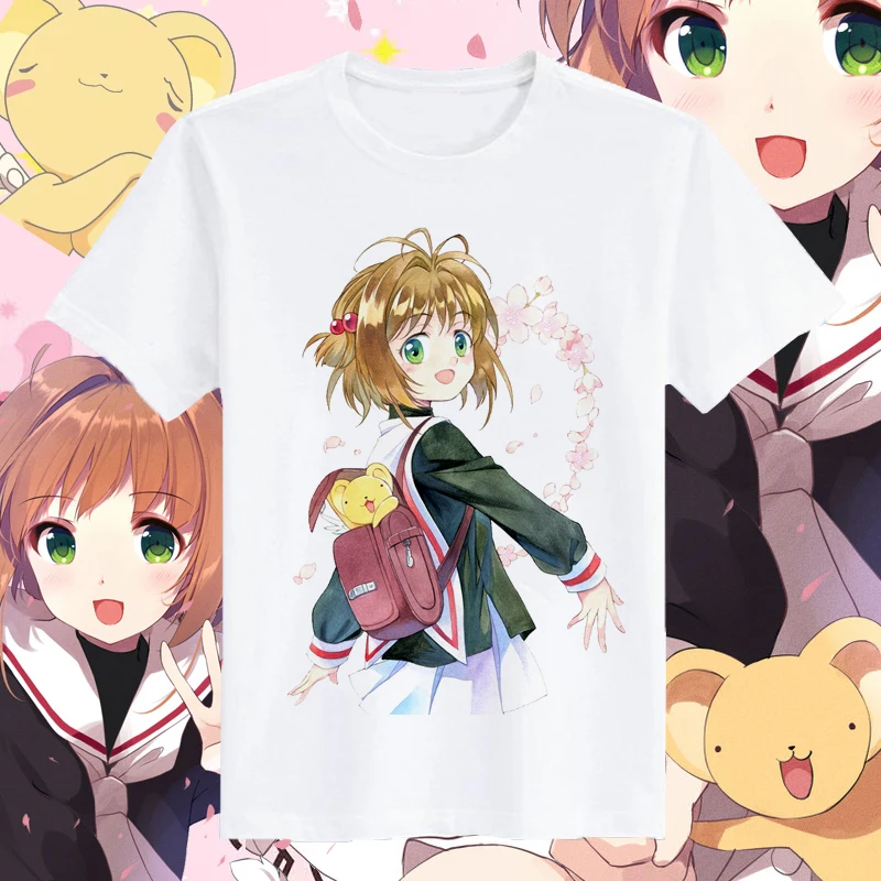Летняя футболка для косплея Сакура Cardcaptor японское аниме КИНОМОТО мультяшный Топ