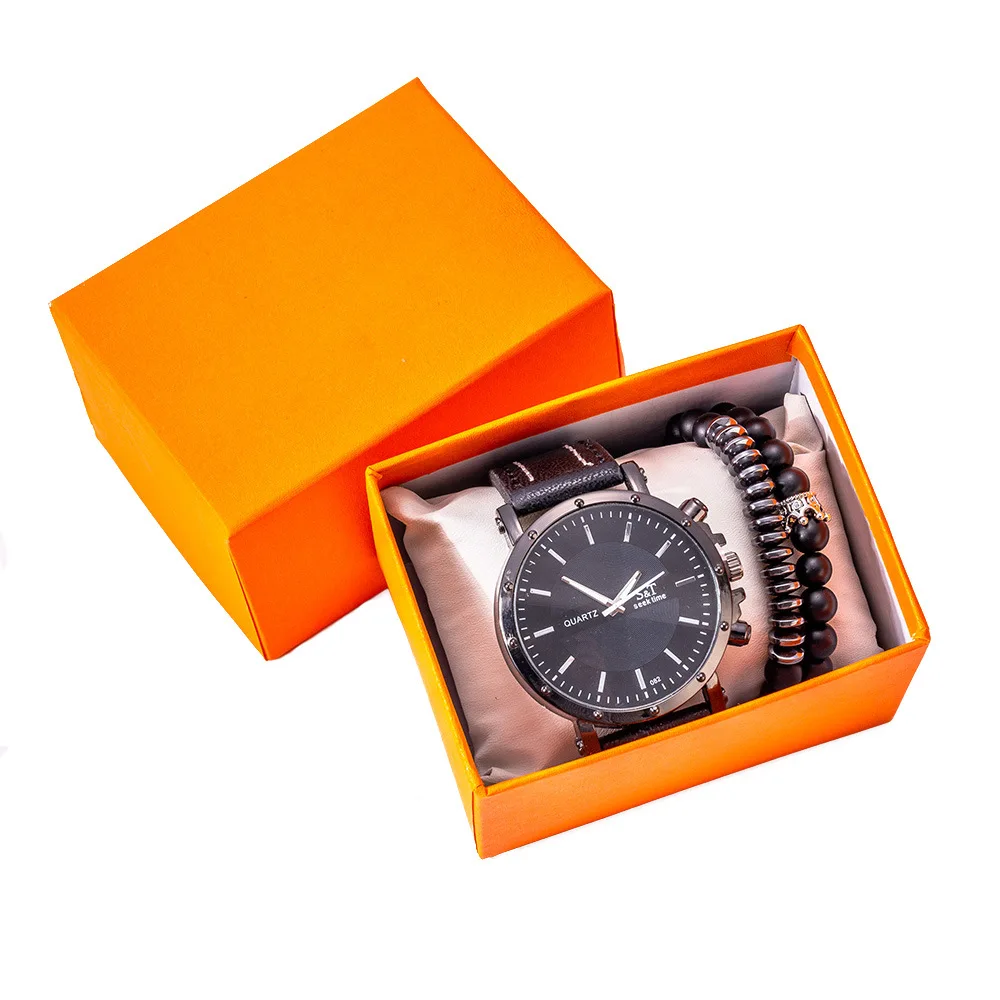 

Quality-Men's Gift Set Beautifully Packaged Watch + Bracelet Set Creative Combination Set-3 Pieces Wrist Watch