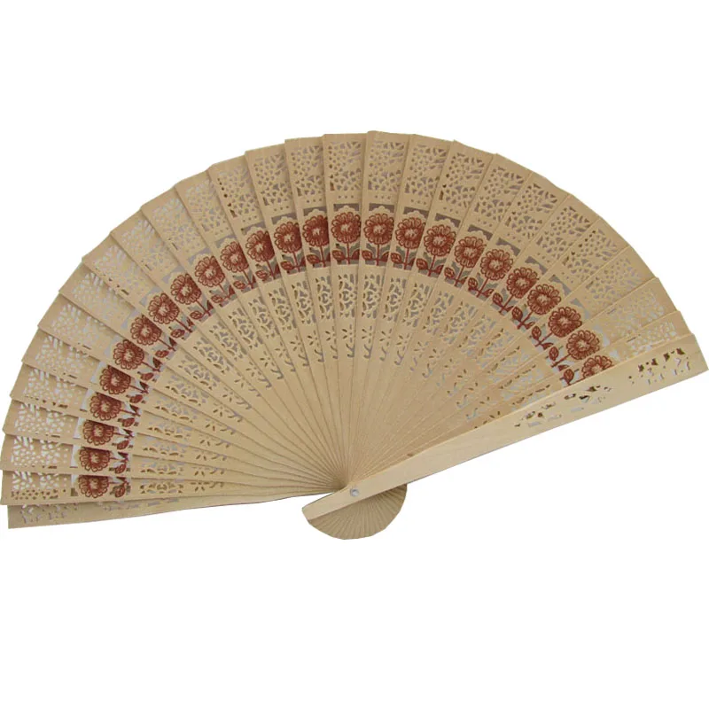 10 шт. в партии резной складной деревянный ручной вентилятор первичного цвета с