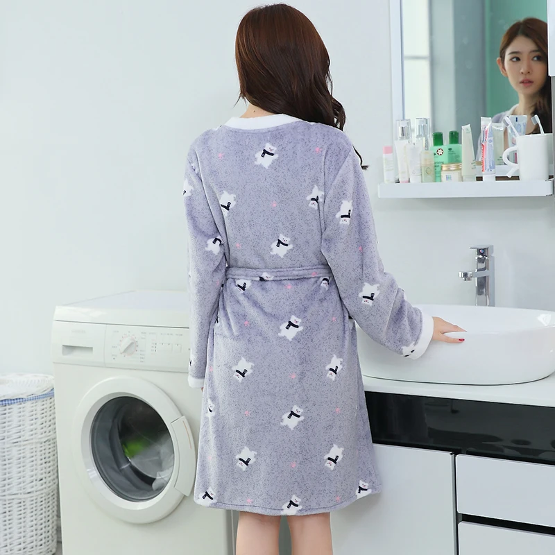 Комплект женской фланелевой одежды из 2 предметов плотный Теплый Бархатный халат