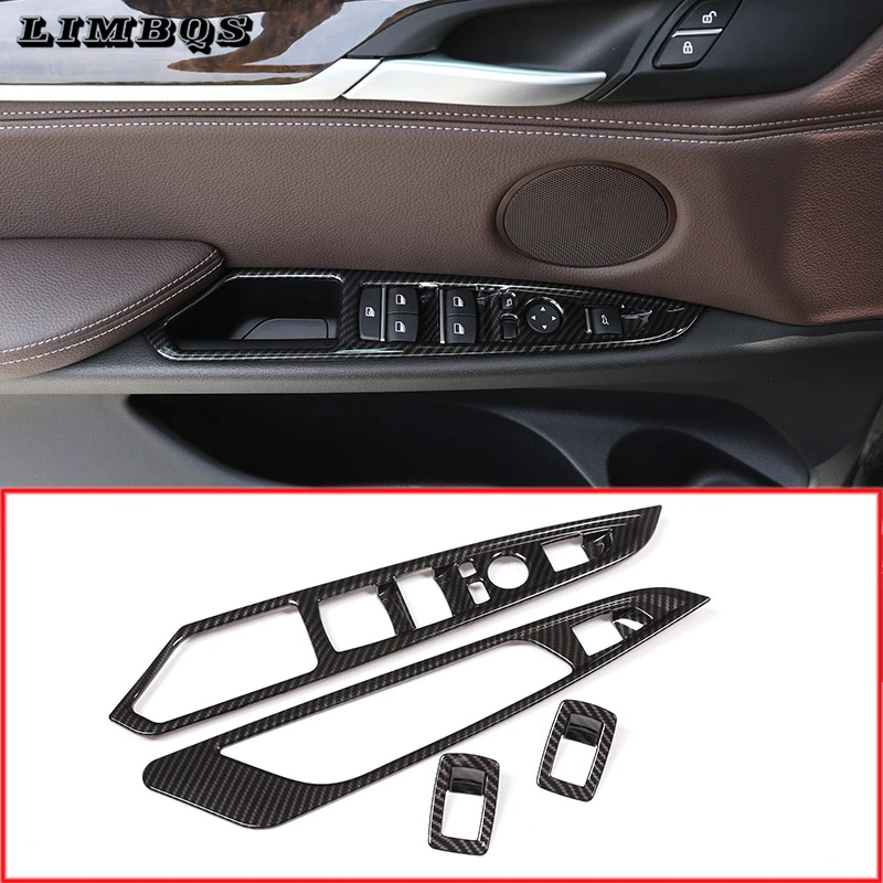 

2 styles Car Door Window lift Buttons Panel Trim For f15 f16 LHD BMW X5 X6 2014-2018 Chrome Carbon fiber window switch stickers