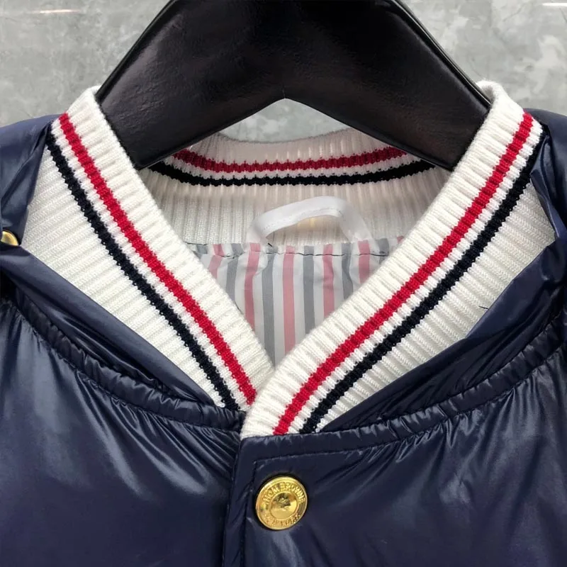 TB THOM Men's Winter Jacket Down Jacket Fashion Brand Coat Solid Navy Down-Filled Matte Nylon Warm Wholesale TB Thermal Jackets