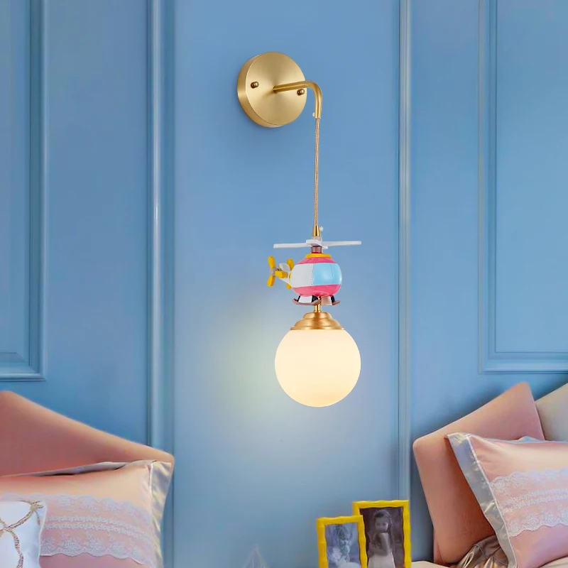 Настенный светильник для детской комнаты медные светодиодные лампы с самолетом