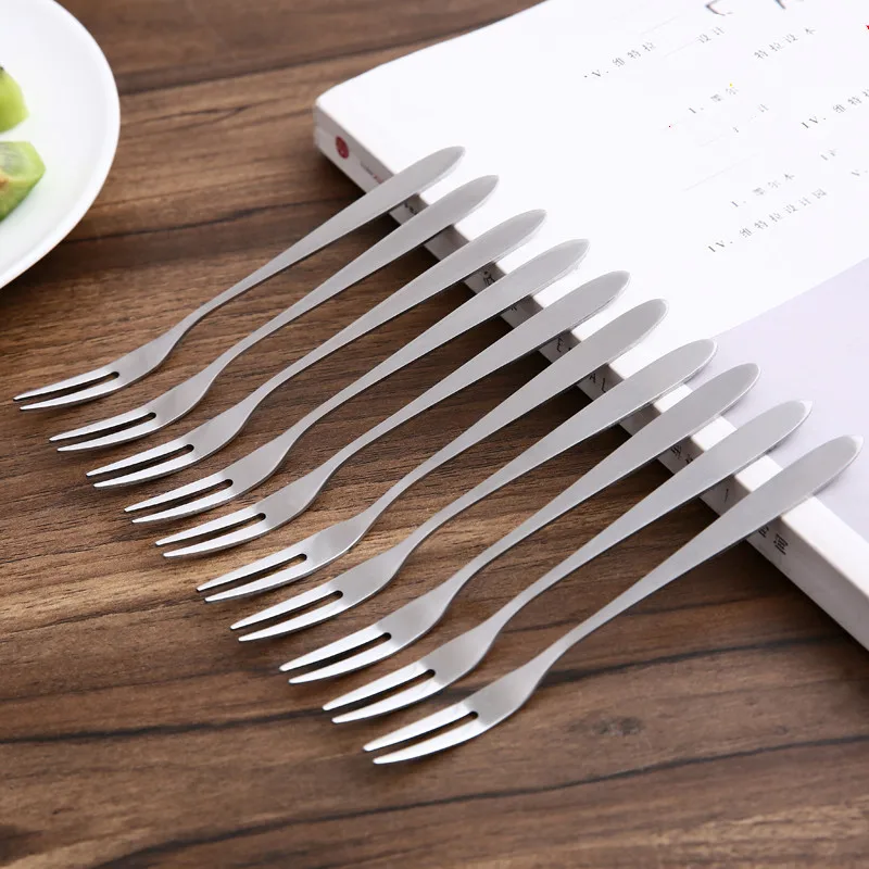 

10pcs Fruit Cake Fork Stainless Steel Dessert Forks Home Party Kitchen Tableware Environmentally Friendly