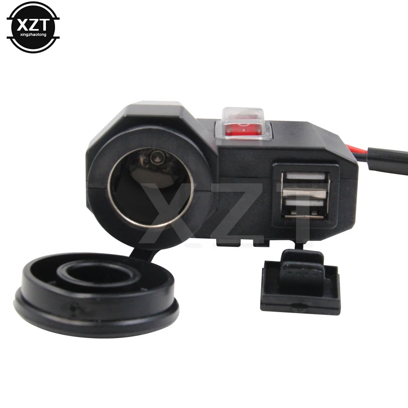 Водонепроницаемый мотоцикл телефон зарядное устройство 12 в прикуриватель + 5 В USB