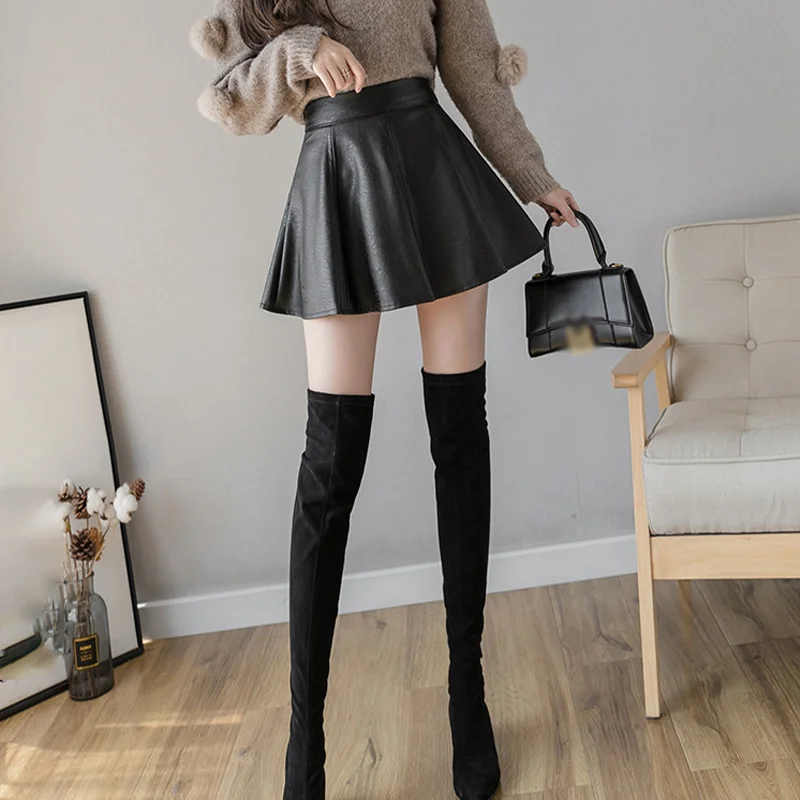 Женские черные мини-юбки из искусственной кожи с подкладкой Женская