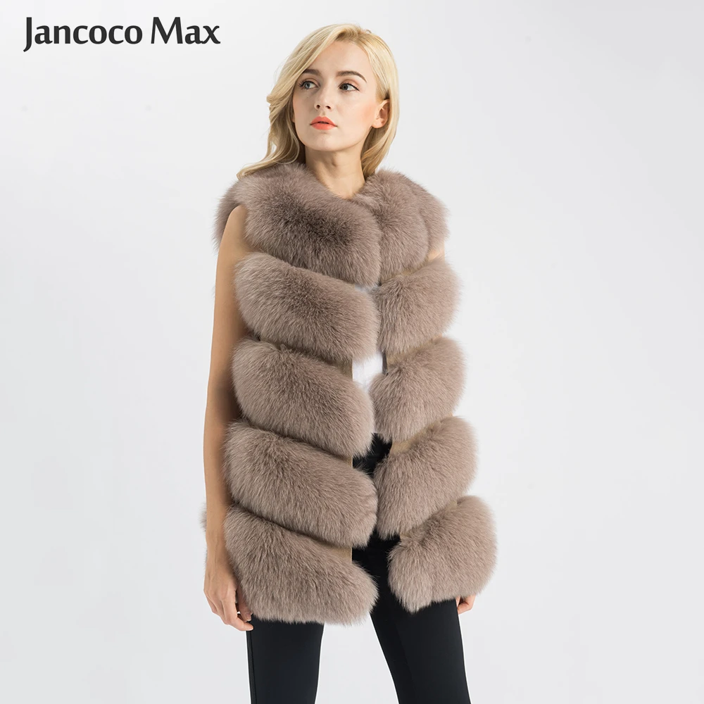 Jancoco Max натуральный Лисий мех жилет женский Зимний натуральный мягкий натуральный мех длинный жилет высокое качество модное пальто 5 рядов жилет S1571