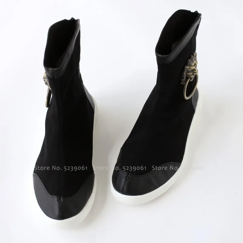 

Traditional Chinese Ancient Tang Dynasty Peking Opera Stage Performance Cosplay Boot Men Knight Hanfu Canvas Casual Shoes