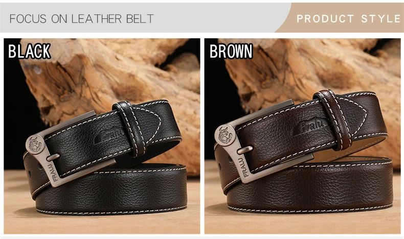 FRALU Men belt High Quality cow genuine leather luxury strap male belts for men new fashion classice vintage pin buckle