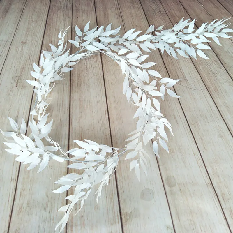 190 см длинный зеленый и белый ива лоза шелк оливковое растение Украшение