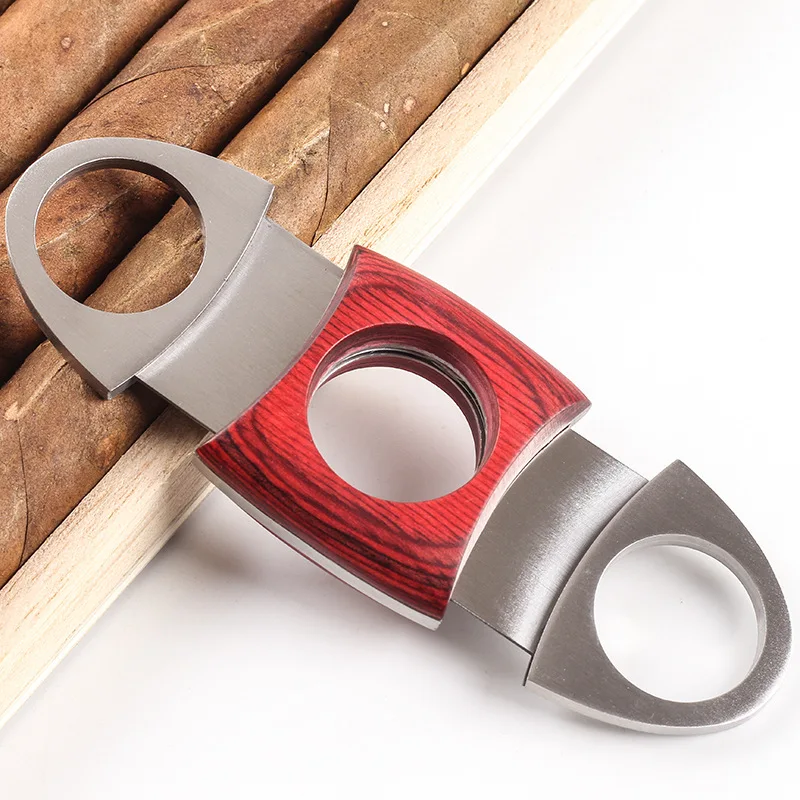 

Cigar Cutter Mahogany Stainless Steel Double-edged Scissors Cutter Cigar Tool Cuban Cigar Accessories Smoking Portable