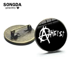 Минимализм SONGDA, черная брошь-атеист, символ атеизма, стеклянная арт, круглая булавка из сплава, значки-пуговицы, значки, подарок для женщин и мужчин