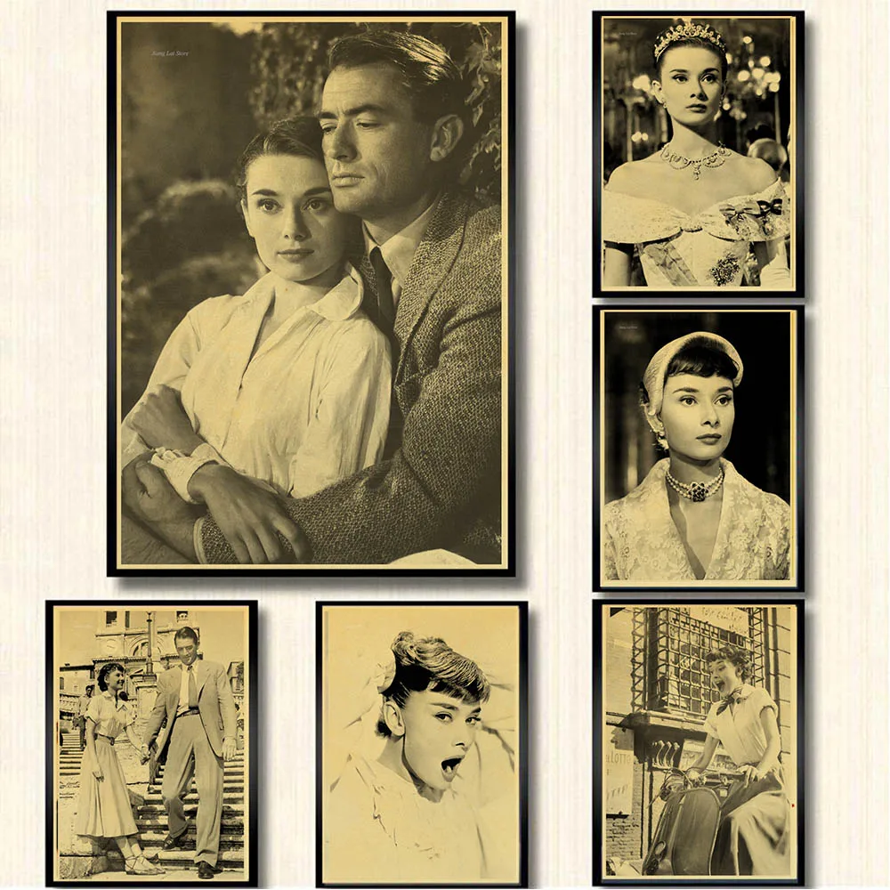 Фильм римское праздничное Одри Хепберн ретро плакат крафт бумага обои старинный