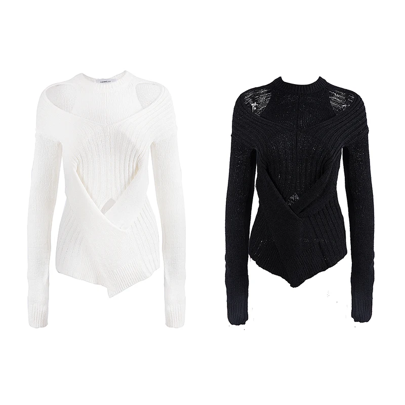 Женские футболки в рубчик с длинным рукавом и высоким воротом осень 2019