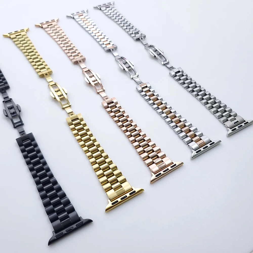 

For Apple Watch band Thin Wristbands 38mm 40mm 42mm 44mm for Women Stainless Steel Metal Strap for iWatch SE Series 6/5/4/3/2/1