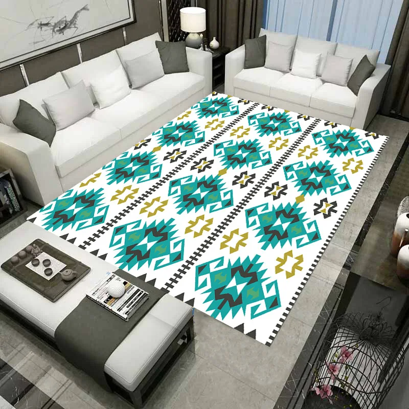 

Ethnic Style Area Rugs Retro Geometric Printed Carpets for Living Room Non-slip Washable Bedroom 120x160cm Study Rug Home Decor
