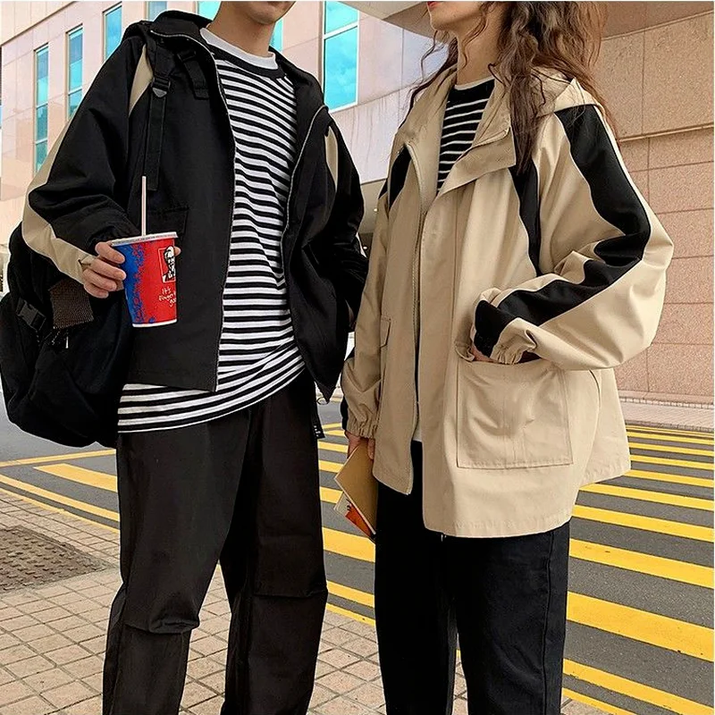 Куртка с капюшоном женская универсальная верхняя одежда в стиле пэчворк на