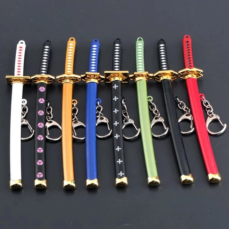 

Anime Eight Styles Soro Roronoa Katana Sword Keychain For Men Women Sabre Scabbard Long Knife Key Chain Bag Car Keyring Q-053