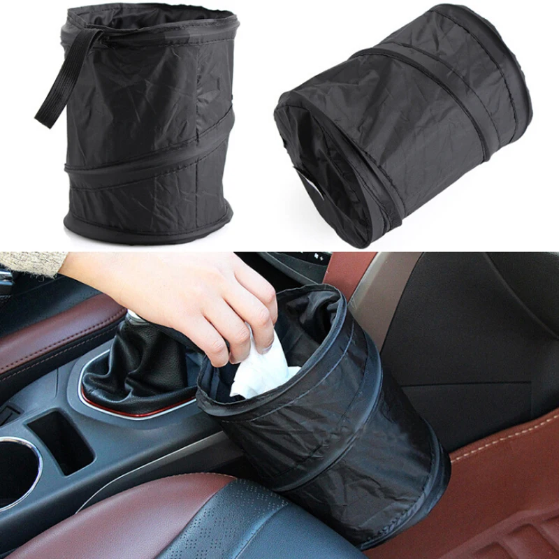 

Black collapsible car trash can car storage bucket back storage bag