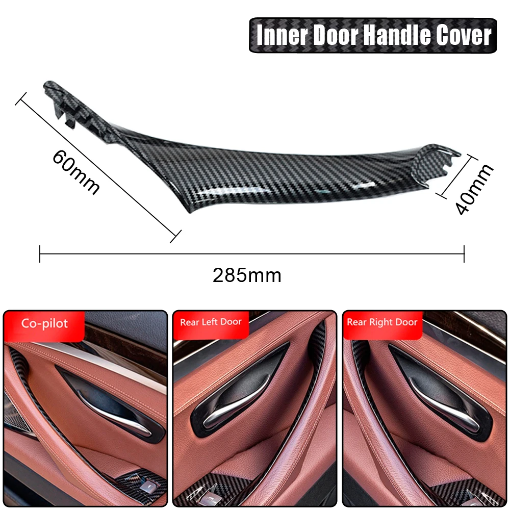 Carbon Fiber RHD LHD Car Interior Door Handle Fit For BMW 5 series F10 F11 520d 525d 530d 535i Inner Panel Pull Trim Cover | Автомобили и