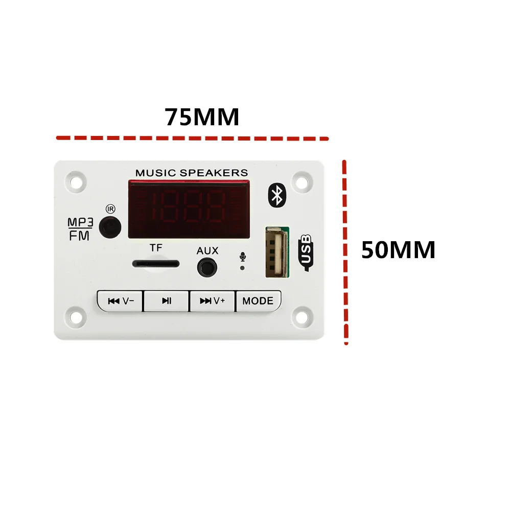 5V 12V Bluetooth 5.0 MP3 Decoding Board Module Wireless Car USB Player TF Card Slot FM with Microphone Handsfree control | Электроника