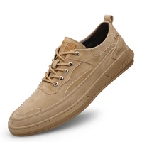 new genuine leather beige shoes men fashion soulier homme breath black sneakers men trainers elegant shoes male size 37 45