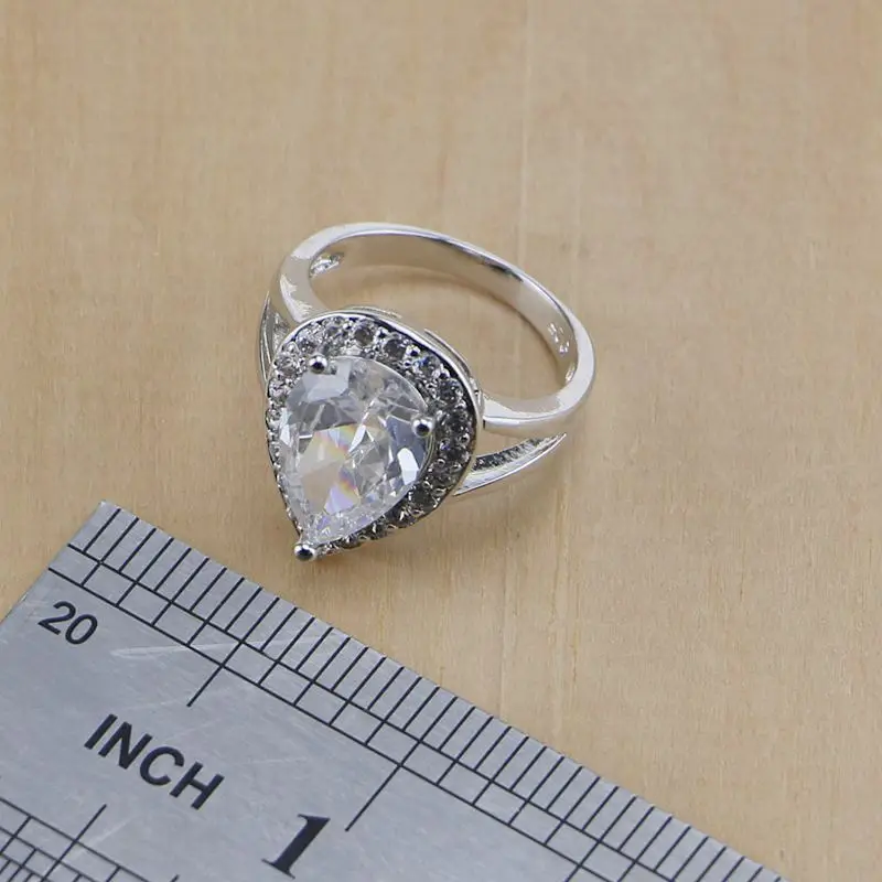 Комплект из колье серёг кольца и браслета серебра 925 пробы|jewelry sets women|zircon jewelry