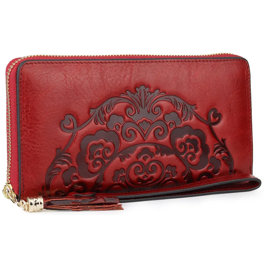 Женские кошельки из натуральной кожи цветочный клатч Женский кошелек коровьей