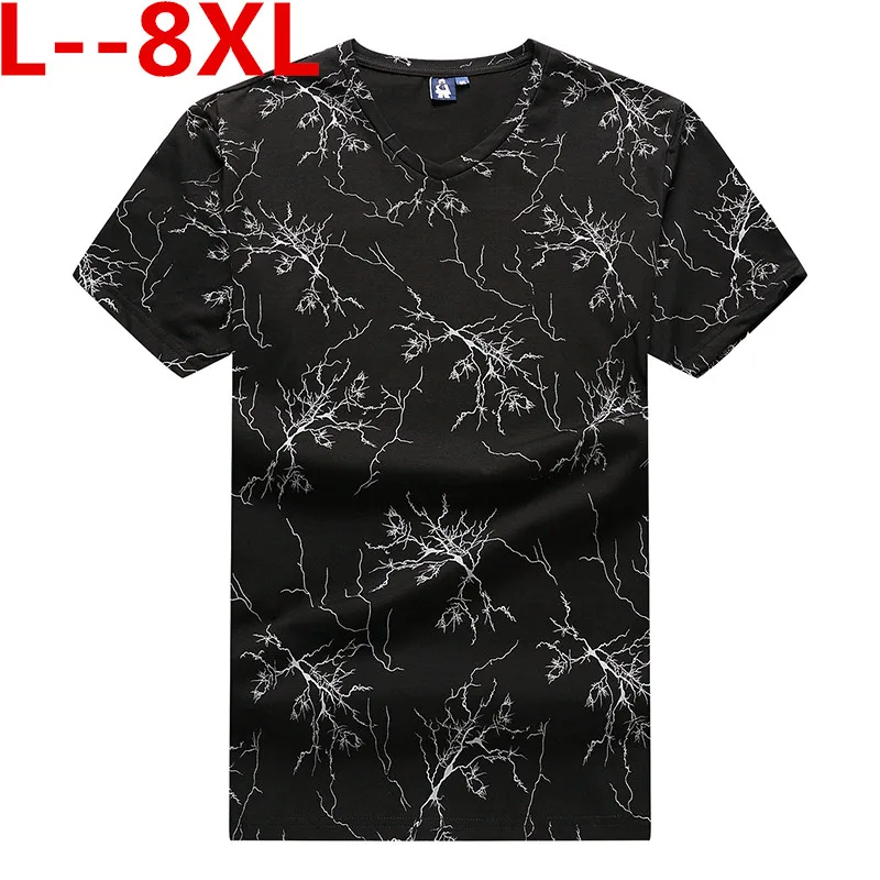 

8XL 6XL New Mens 10XL T Shirt V neck 2020 Summer Fashion Tees T-Shirt Male Tops cotton Print Men tshirt black high quality
