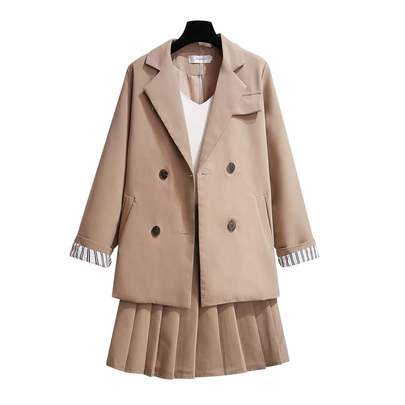 

Костюм, куртка, Свободное пальто в британском стиле, плиссированные костюмы с юбкой, комплект одежды из трех предметов, деловые костюмы для ...