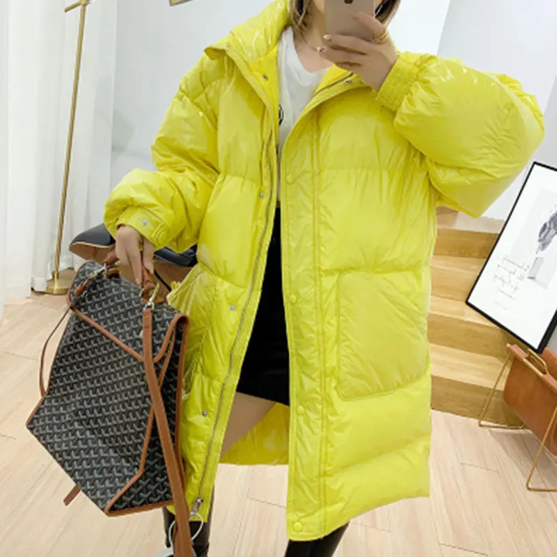 Yellow 80% качественный женский зимний пуховик, пуховики, пальто, женская парка, Свободное пальто, женская толстая теплая верхняя одежда TY597 - Цвет: Yellow