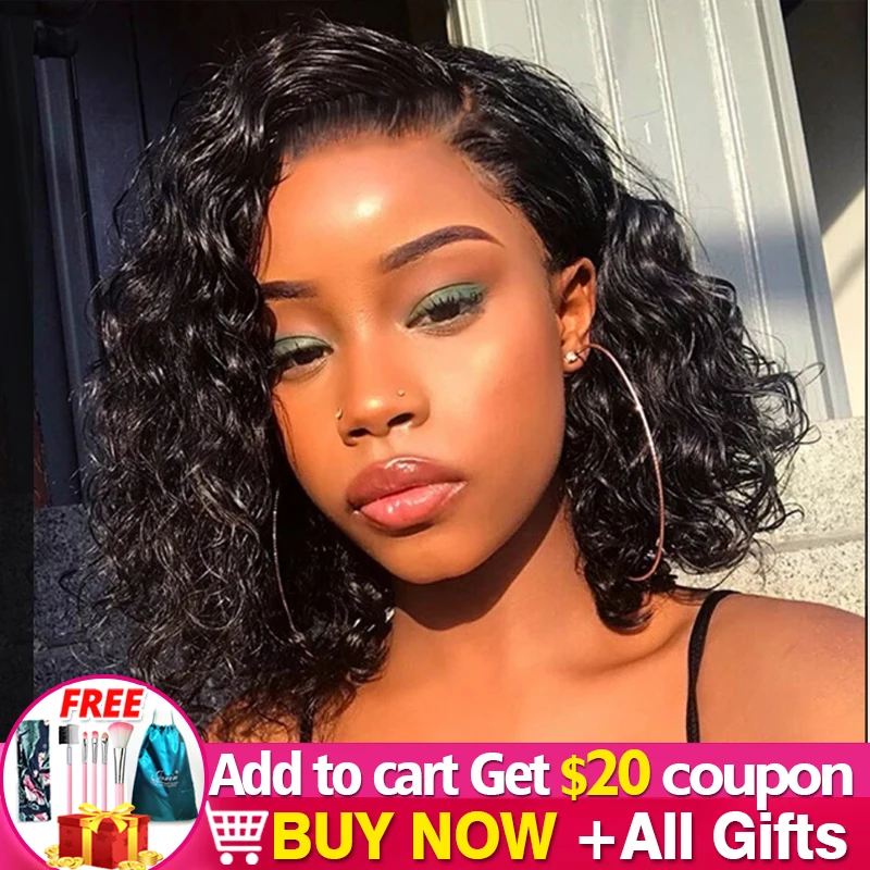 Парик на сетке спереди 4x4 13x4 парик с глубокой волной Боб из человеческих волос