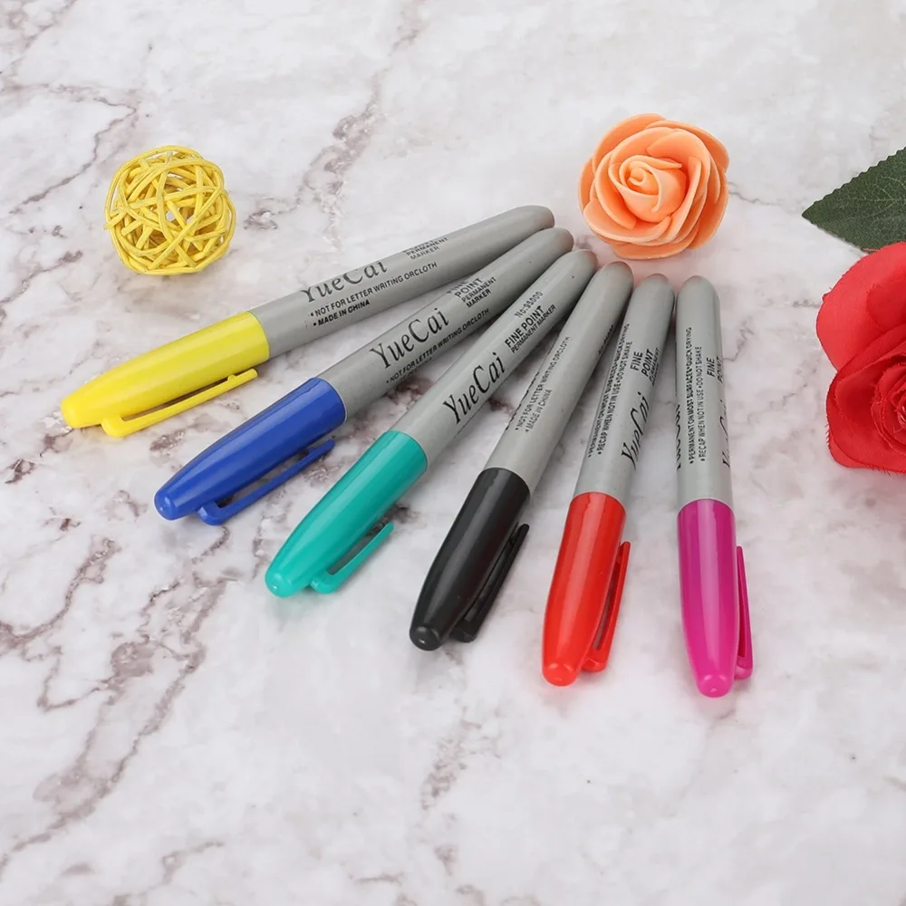 

6Pcs/Set Tattoo Piercing Skin Marker Positioning Pen Permanent Makeup Body Art Beauty Marking Tool Tattoo Accessories Supply Pen