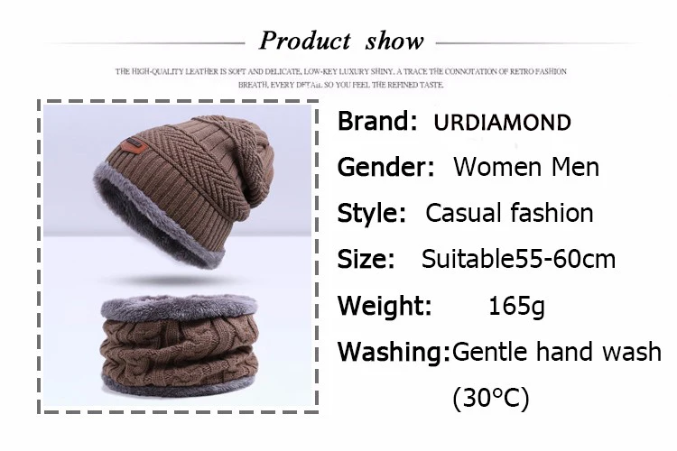 URDIAMOND, зимняя шапка, шарф, набор для мужчин, унисекс, 6 цветов, вязаная шапка, шарф, набор, теплая шерстяная шапка, шарфы, зимние аксессуары для улицы