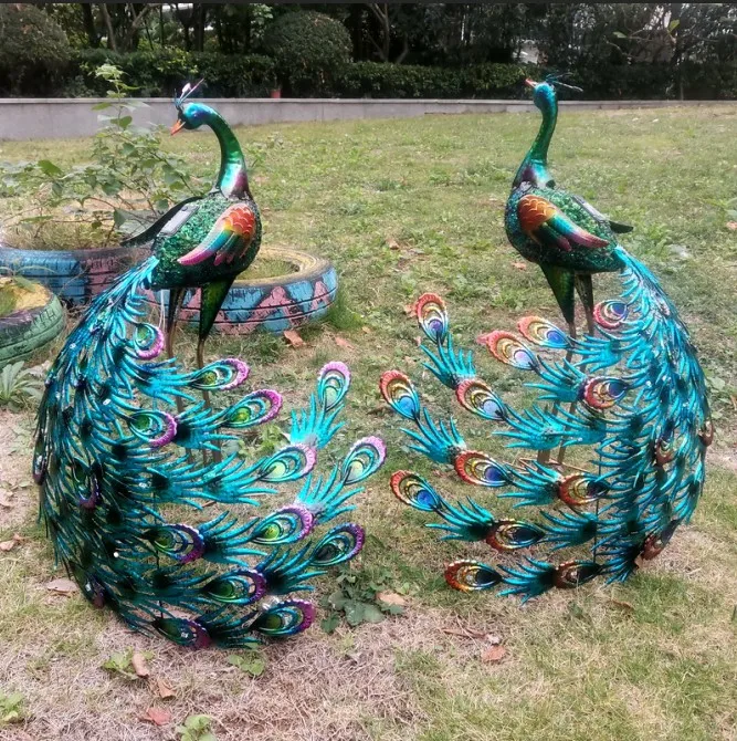 

European and American solar lamp outdoor garden villa iron peacock Swan luminous floor garden decoration