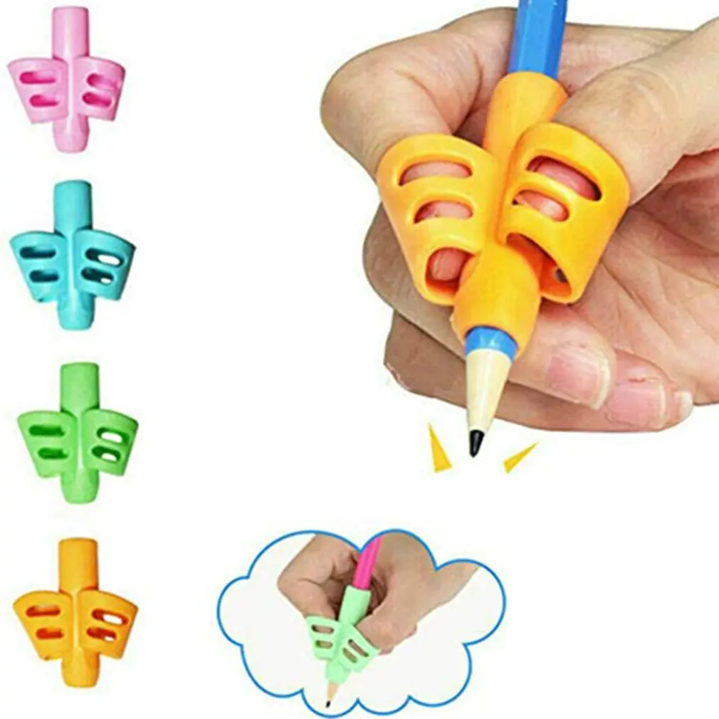 

4pcs Children Writing Pencil Pen Holder Kids Learning Practise Silicone Pen Aid Grip Posture Correction Device for Students