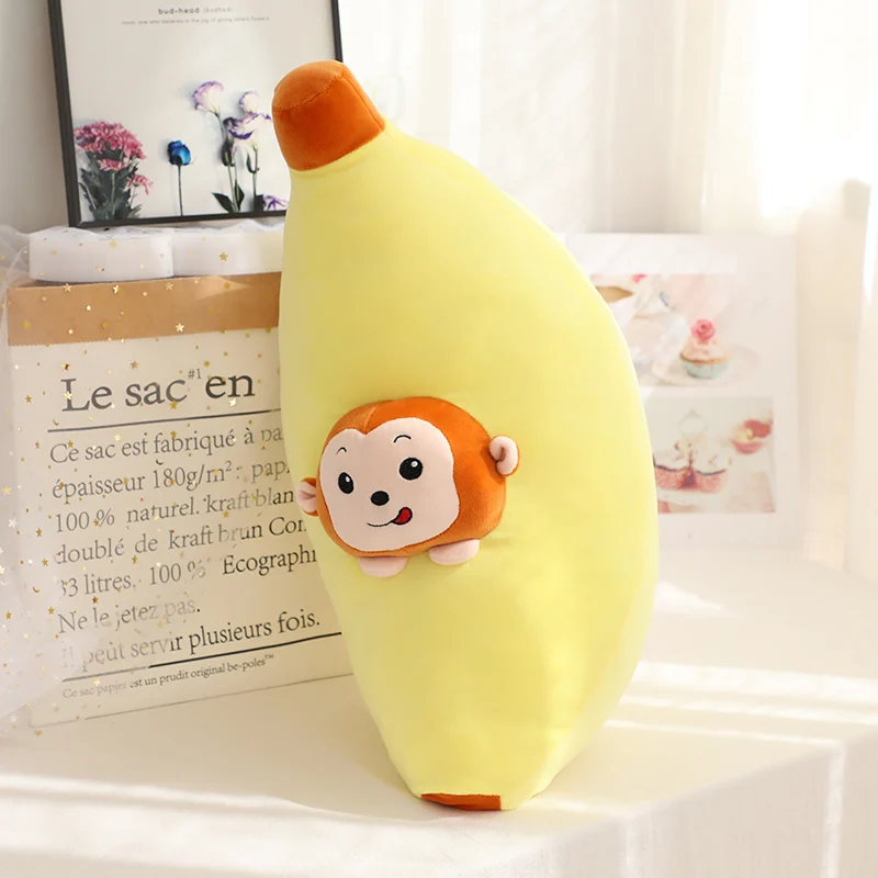 banana doll only Высокое качество 3 в 1 авокадо плюшевая игрушка фаршированный бурый мишка, игрушка в авокадо подушка с коралловым флисом одеяло сбоку школьная Подушка для сна - Цвет: banana doll only