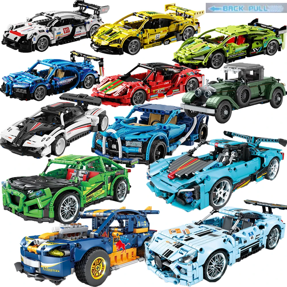 

Brand new Daquan pull back car series various handsome models building block car puzzle children's toy gift