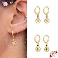 925 sterling silver ear buckle geometry earring romantic purple black crystal hoop earrings for women star earrings jewelry