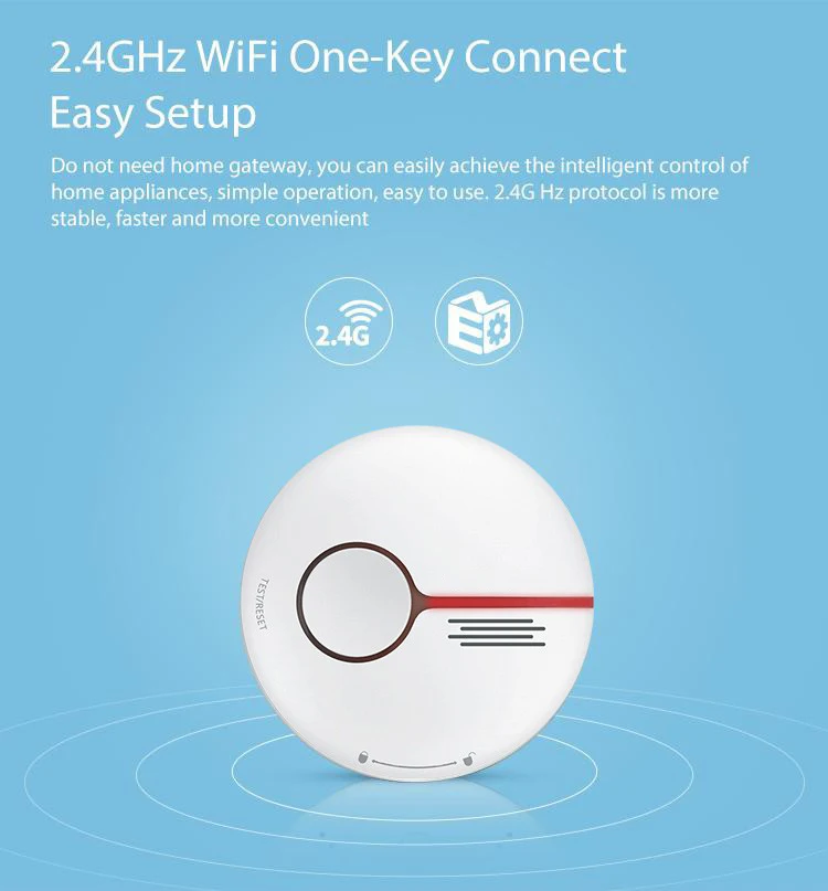 Беспроводная охранная сигнализация Tuya детектор дыма умный автономный WiFi датчик температуры дыма WiFi