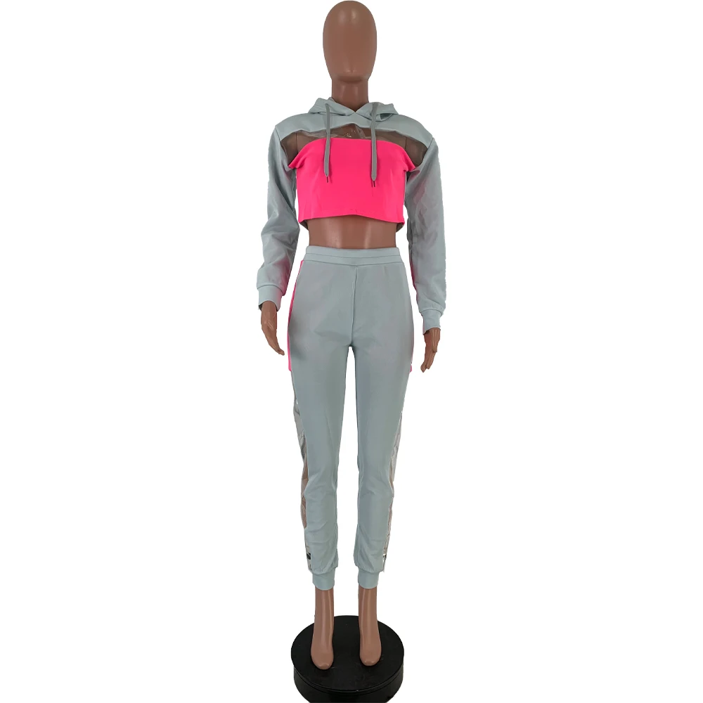 Autumn Winter Women Set Hooded Tracksuits Full Sleeve Crop Top Pants Suit Two Piece Sporty Night Club Outfits DN8333 |