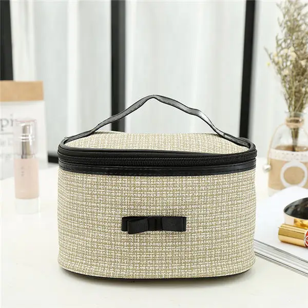 beige PURDORED 1 предмет цилиндрический косметичка сплошной Для женщин Макияж сумка путешествия органайзер для макияжа чехол для мытья туалетных принадлежностей, сумка, предметы - Цвет: beige