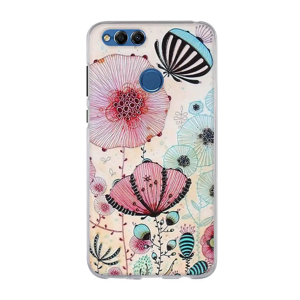 Чехол для huawei Honor 7X мягкий чехол из ТПУ телефона силиконовый с принтом Бампер -