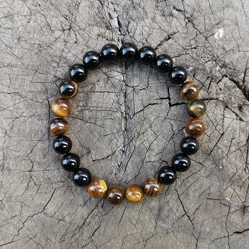 Тигровый глаз 8 мм набор из черного оникса и японской малы защитный медитация